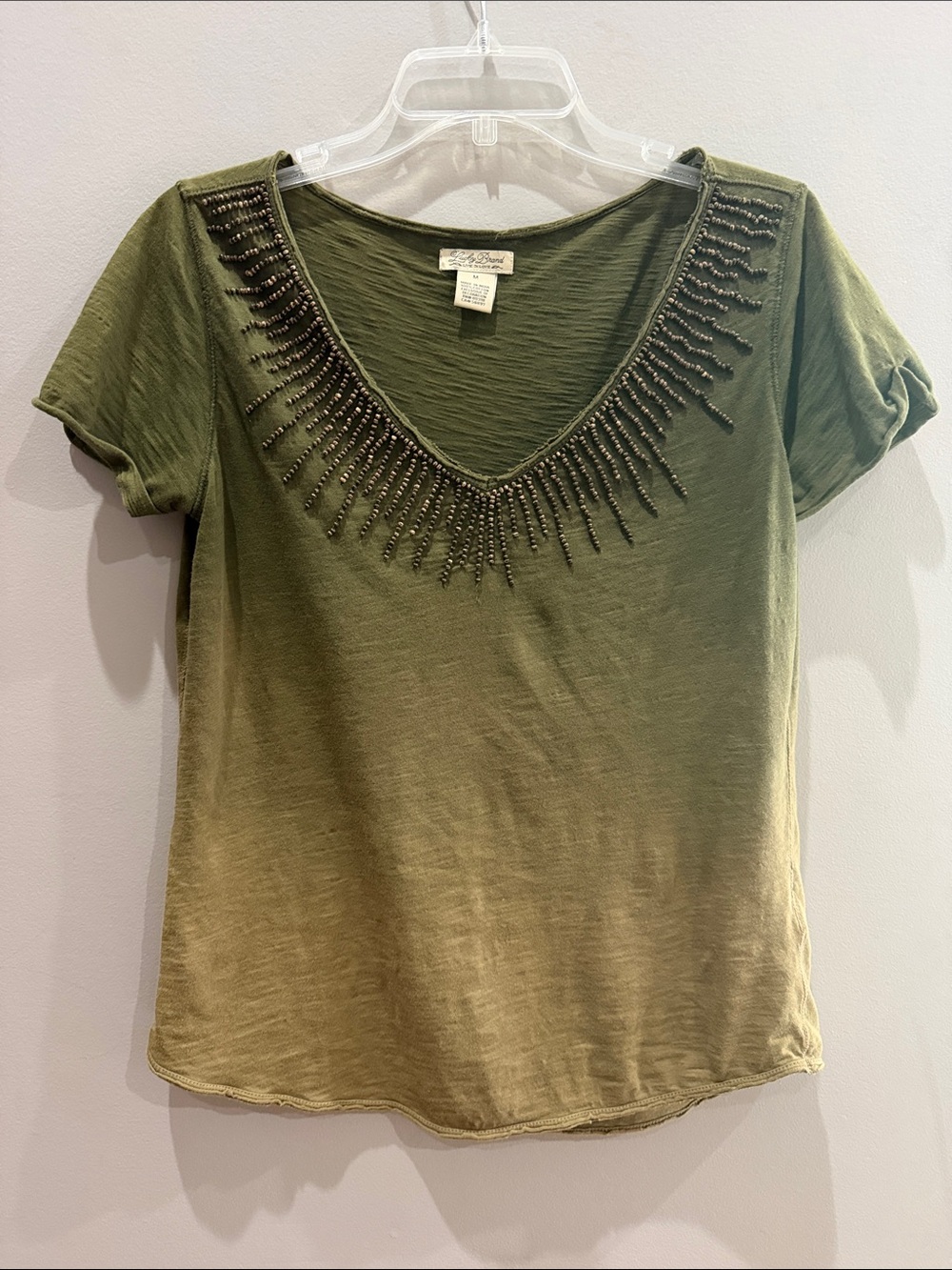 Lucky Brand Olive Green V-Neck
